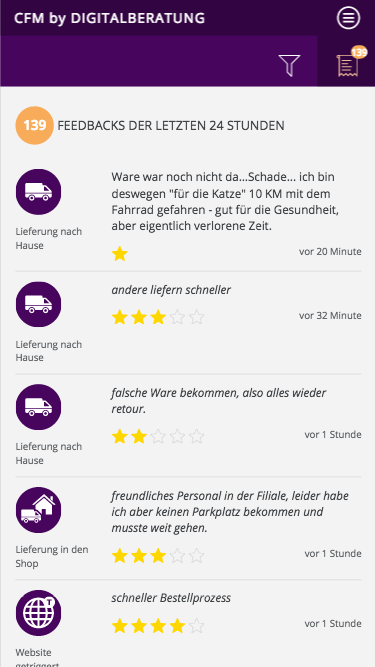 Customer Feedback Mobile Screenshot