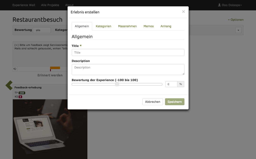 Experience Wall Screenshot